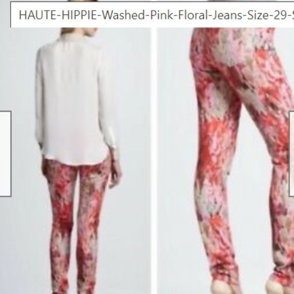 HAUTE HIPPIE Washed Pink Floral Jeans Skinny Leg - Picture 2 of 8